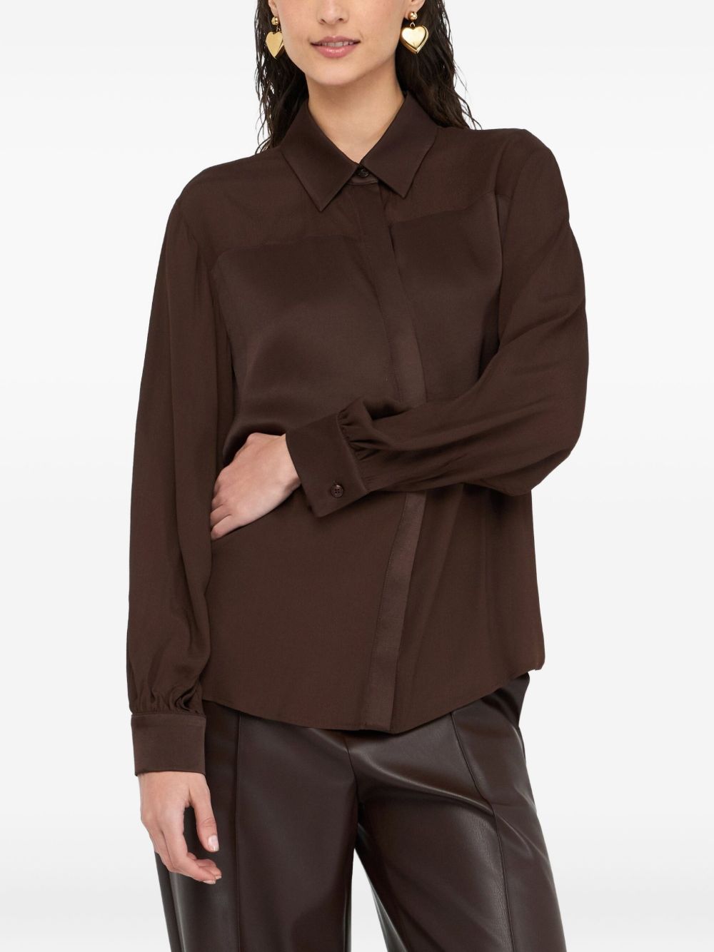 LIU JO Crepe Blouse with Satin Inserts - Women’s Long Sleeve