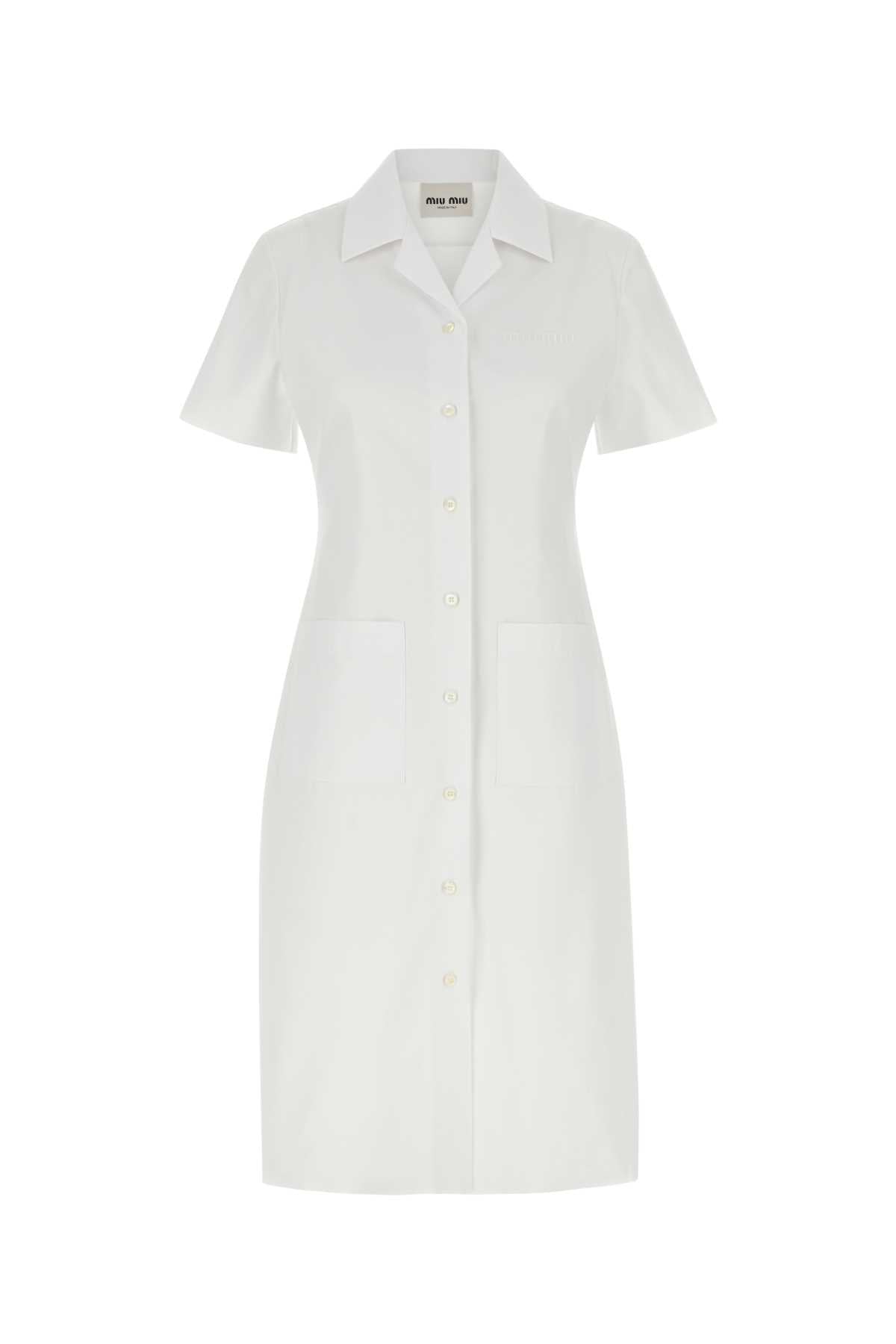 MIU MIU Elegant Poplin Shirt Dress - Women’s Mini Style
