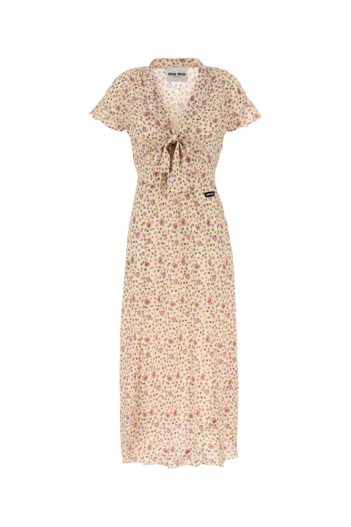 MIU MIU Floral Printed Silk Mini Dress for Women