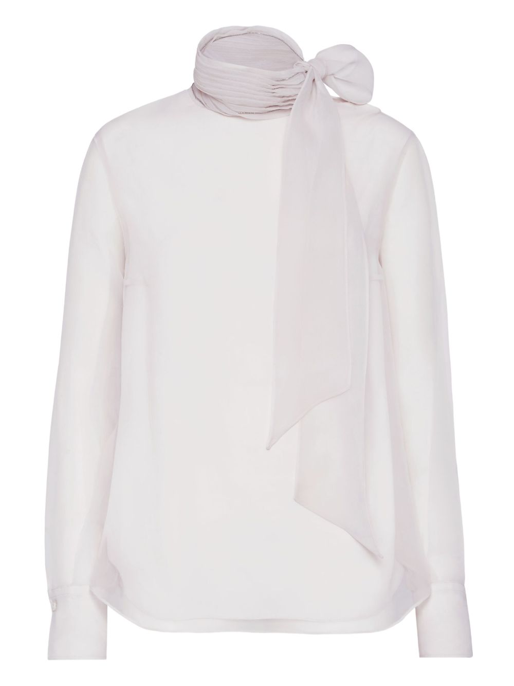 BRUNELLO CUCINELLI Crispy Silk Pussybow Blouse