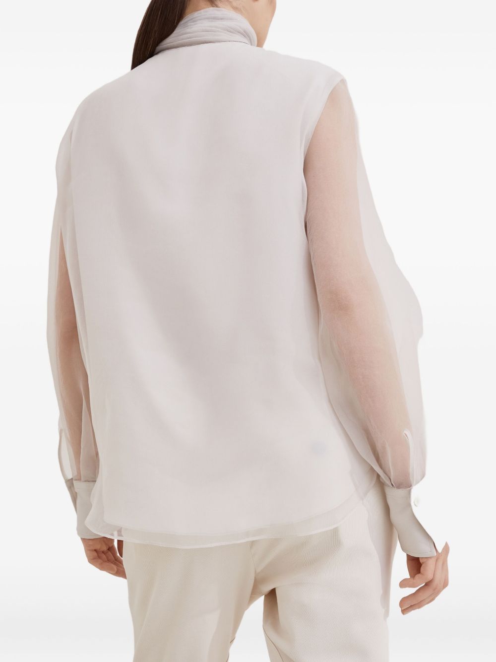 BRUNELLO CUCINELLI Crispy Silk Pussybow Blouse