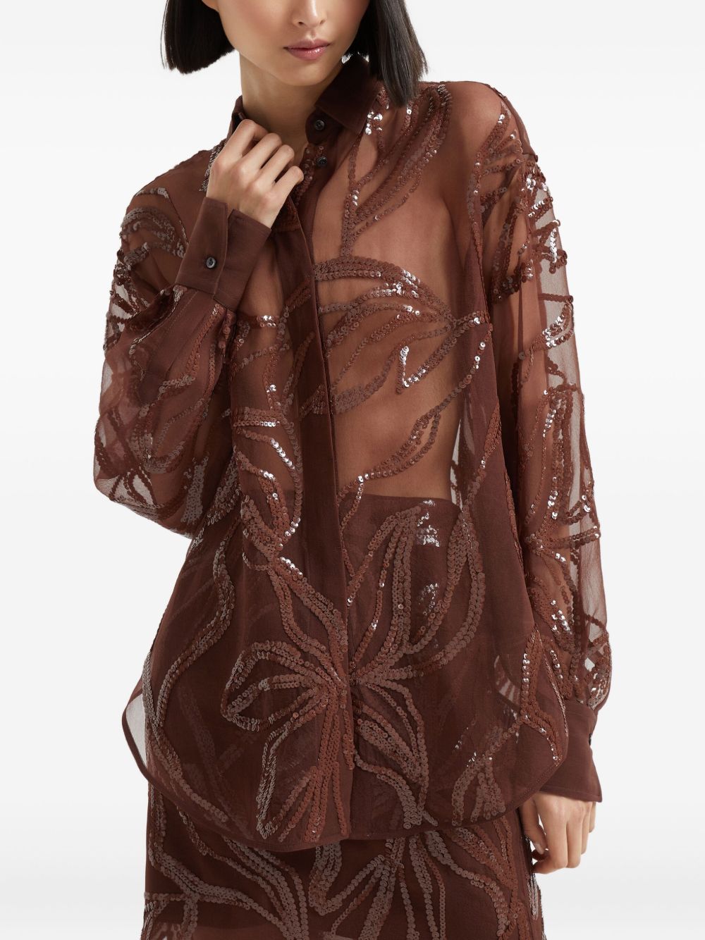 BRUNELLO CUCINELLI Elegant Silk Shirt with Sequin Embellishment for Women