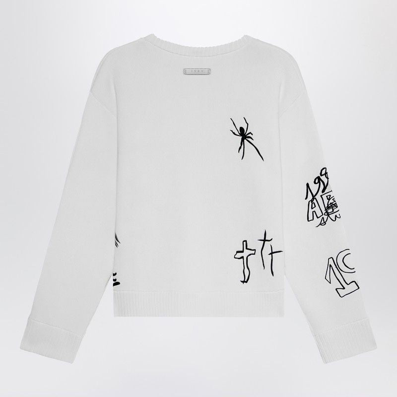 1989 STUDIO Embroidered Crop Knit Round Neck Jumper
