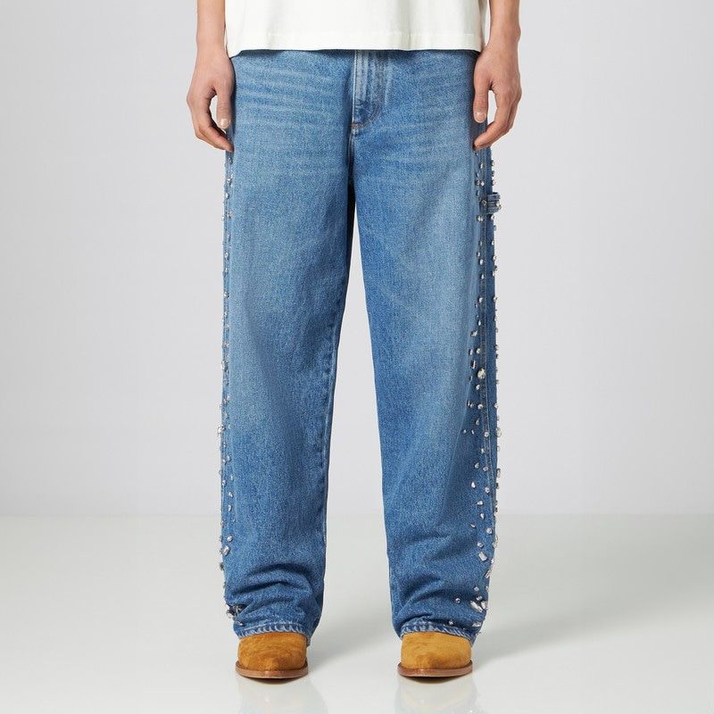 1989 Studio Baggy Loose Denim Pants with Crystal Embellishments