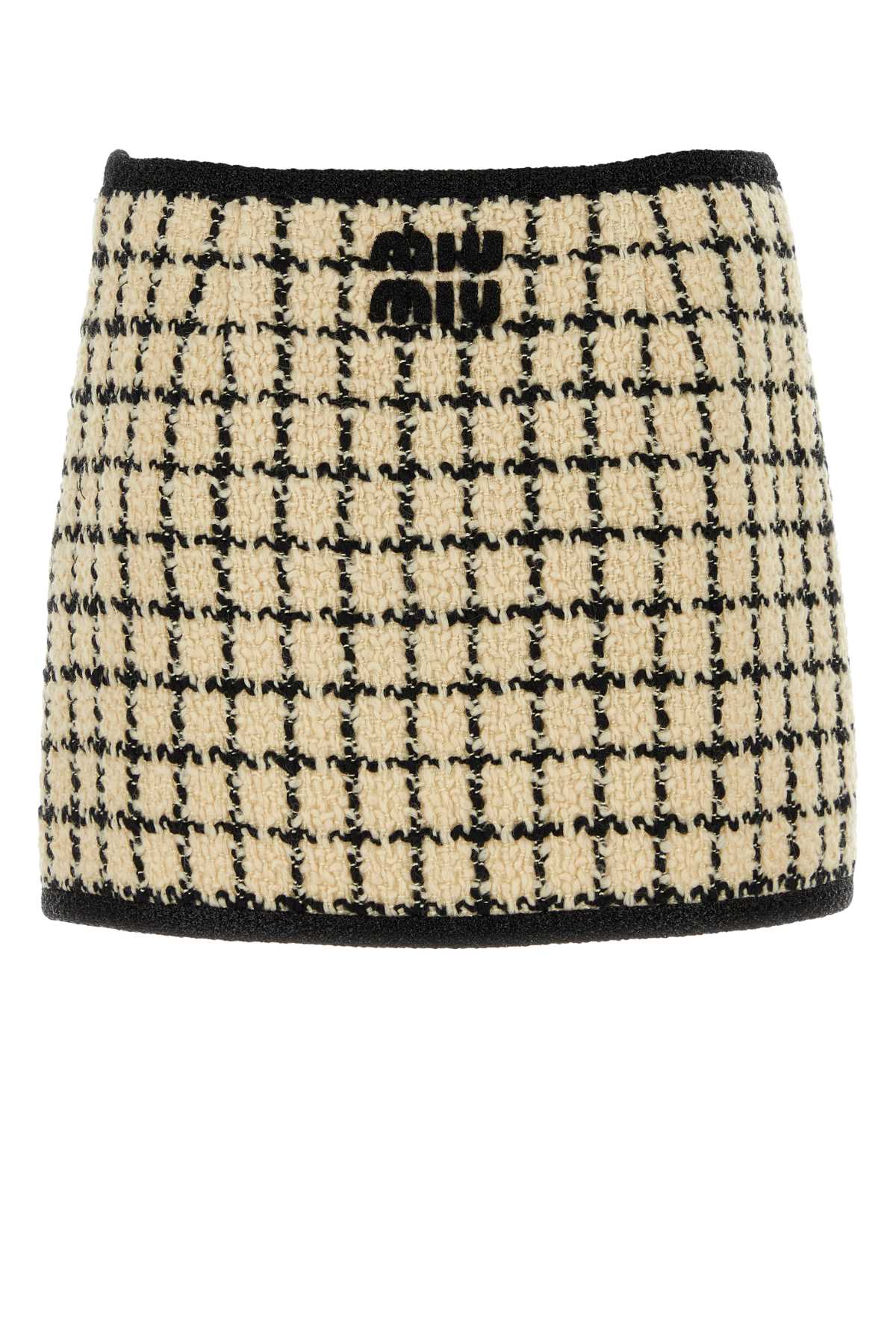 MIU MIU Embroidered Wool Blend Mini Skirt