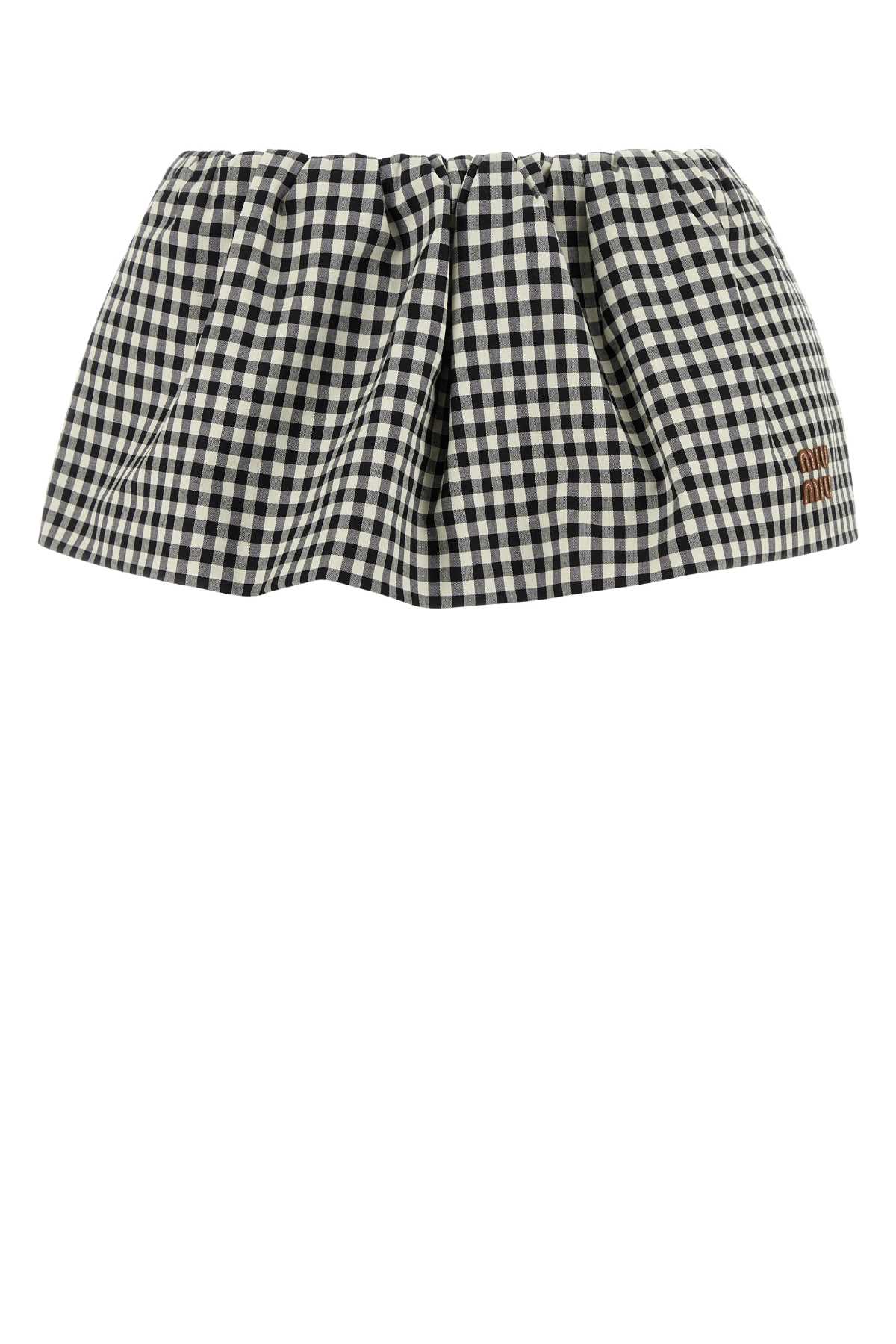 MIU MIU Embroidered Cotton Mini Skirt for Women