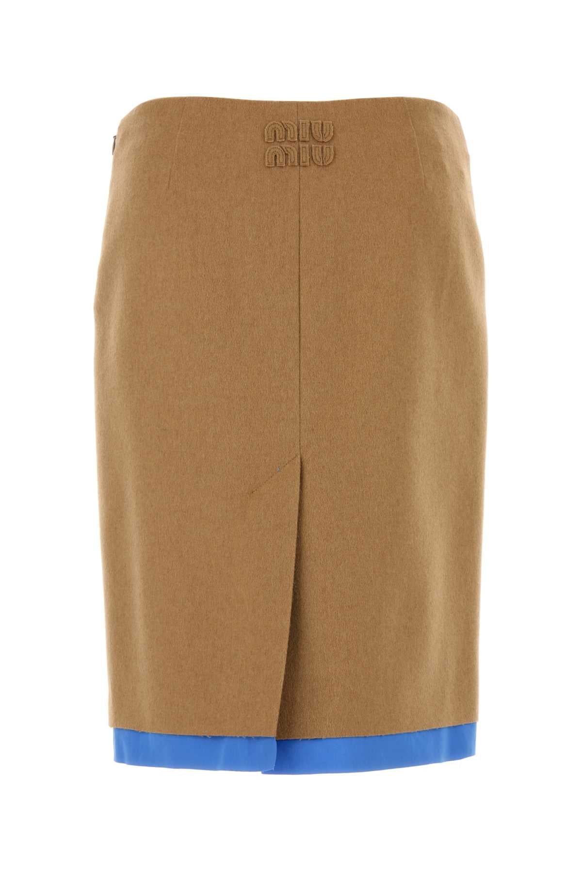 MIU MIU Stylish Camel Mini Skirt for Women