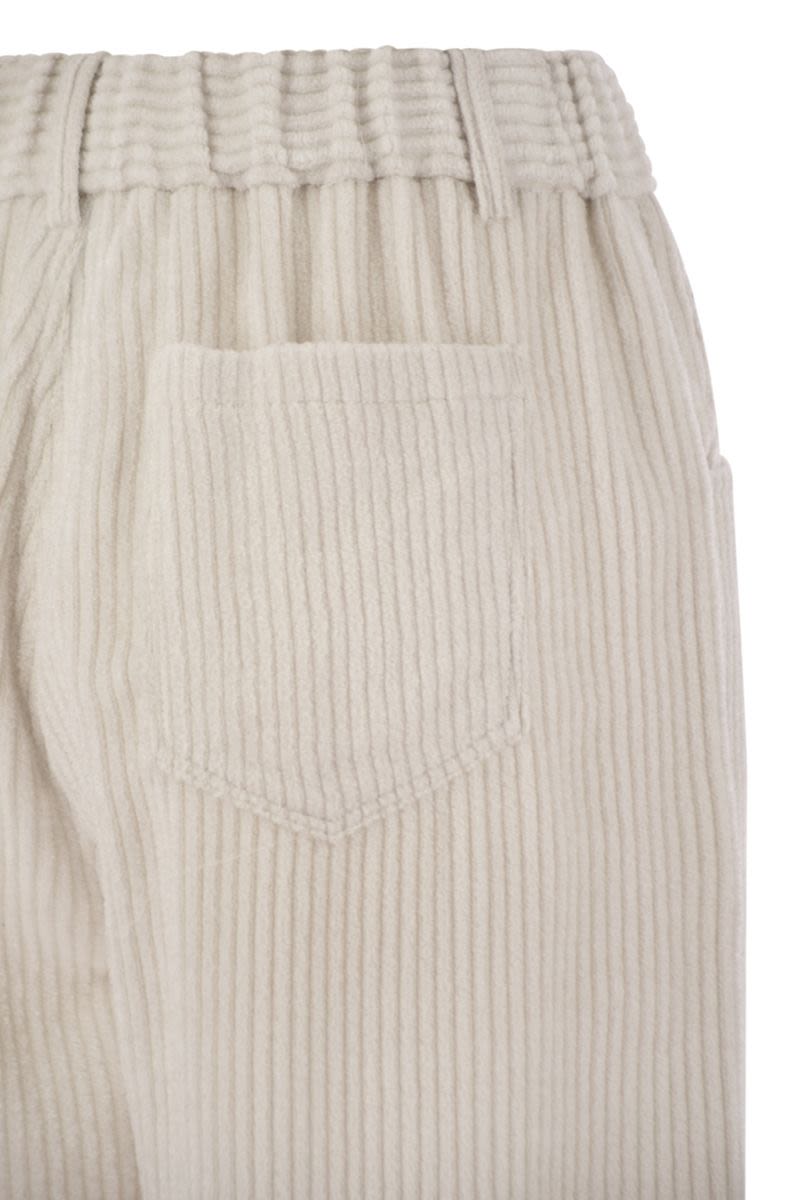 BRUNELLO CUCINELLI Fluid Corduroy Trousers with Jewelry Accents