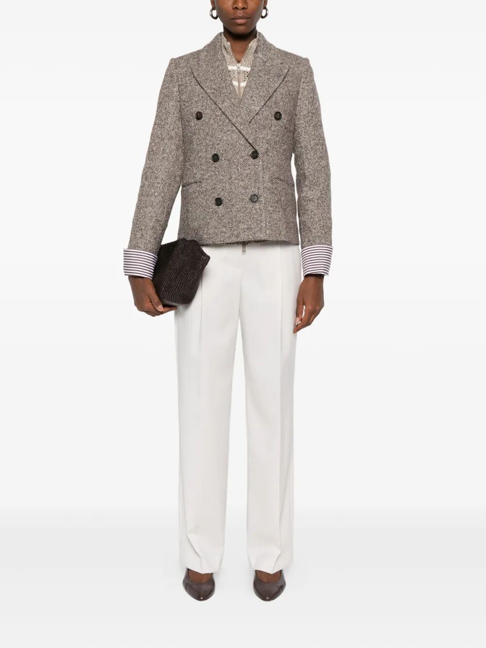 BRUNELLO CUCINELLI Double-Breasted Wool Short Jacket