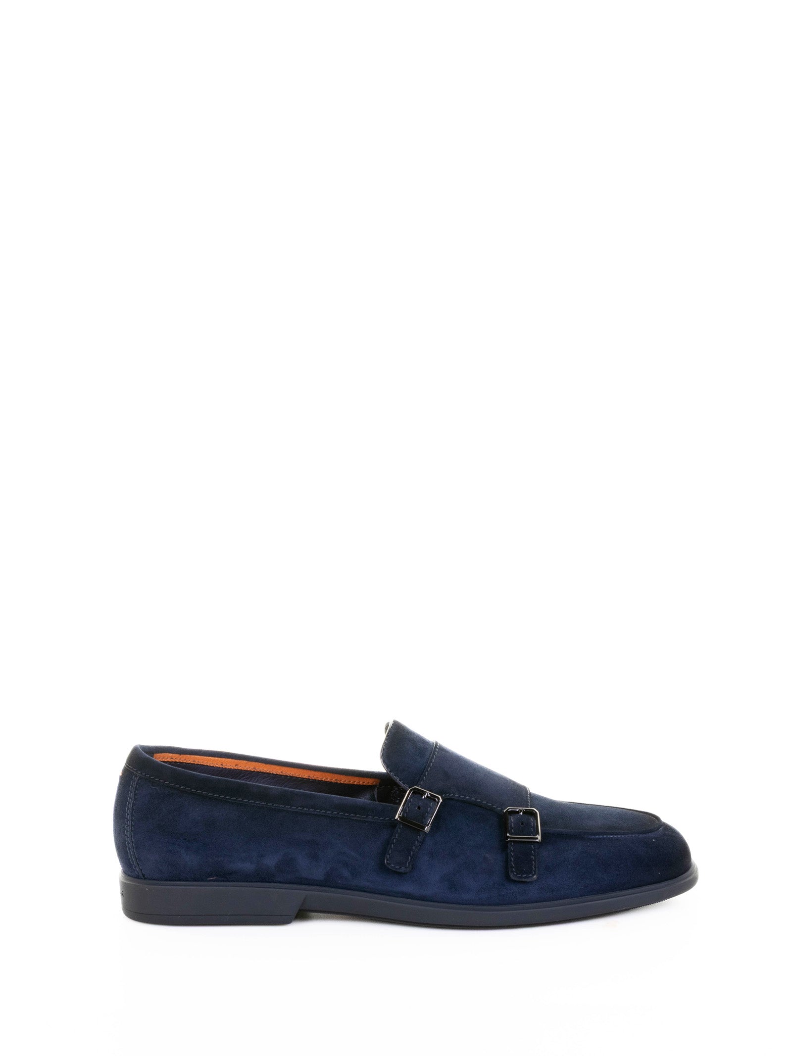 SANTONI Double Buckle Suede Moccasin for Men