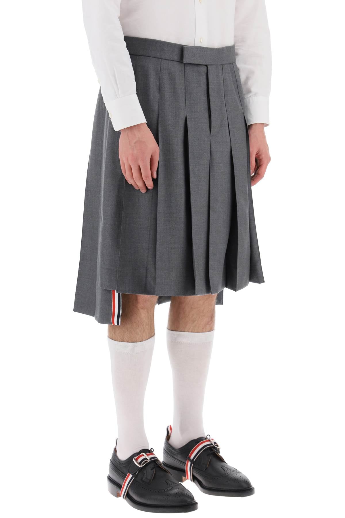 THOM BROWNE Classic Rise Backstrap Knee Length Pleated Skirt - Fit 1