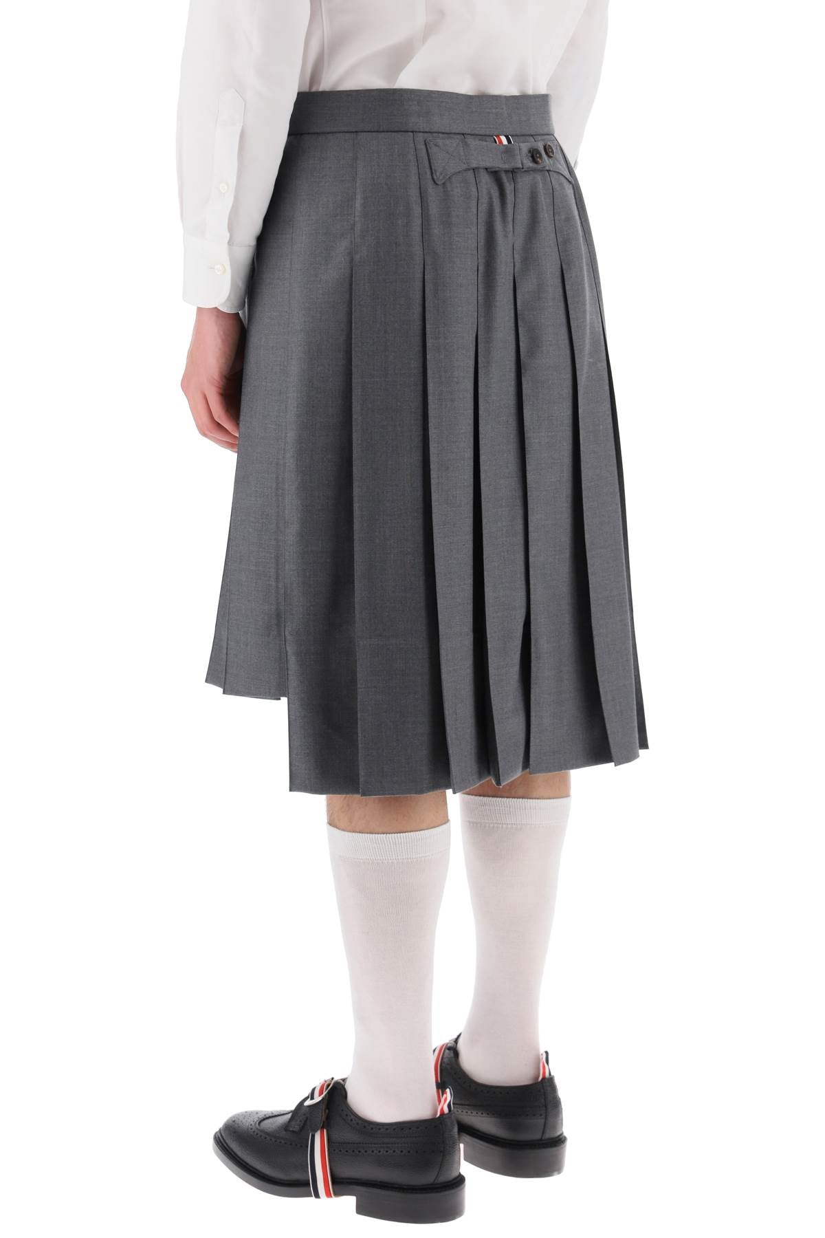 THOM BROWNE Classic Rise Backstrap Knee Length Pleated Skirt - Fit 1