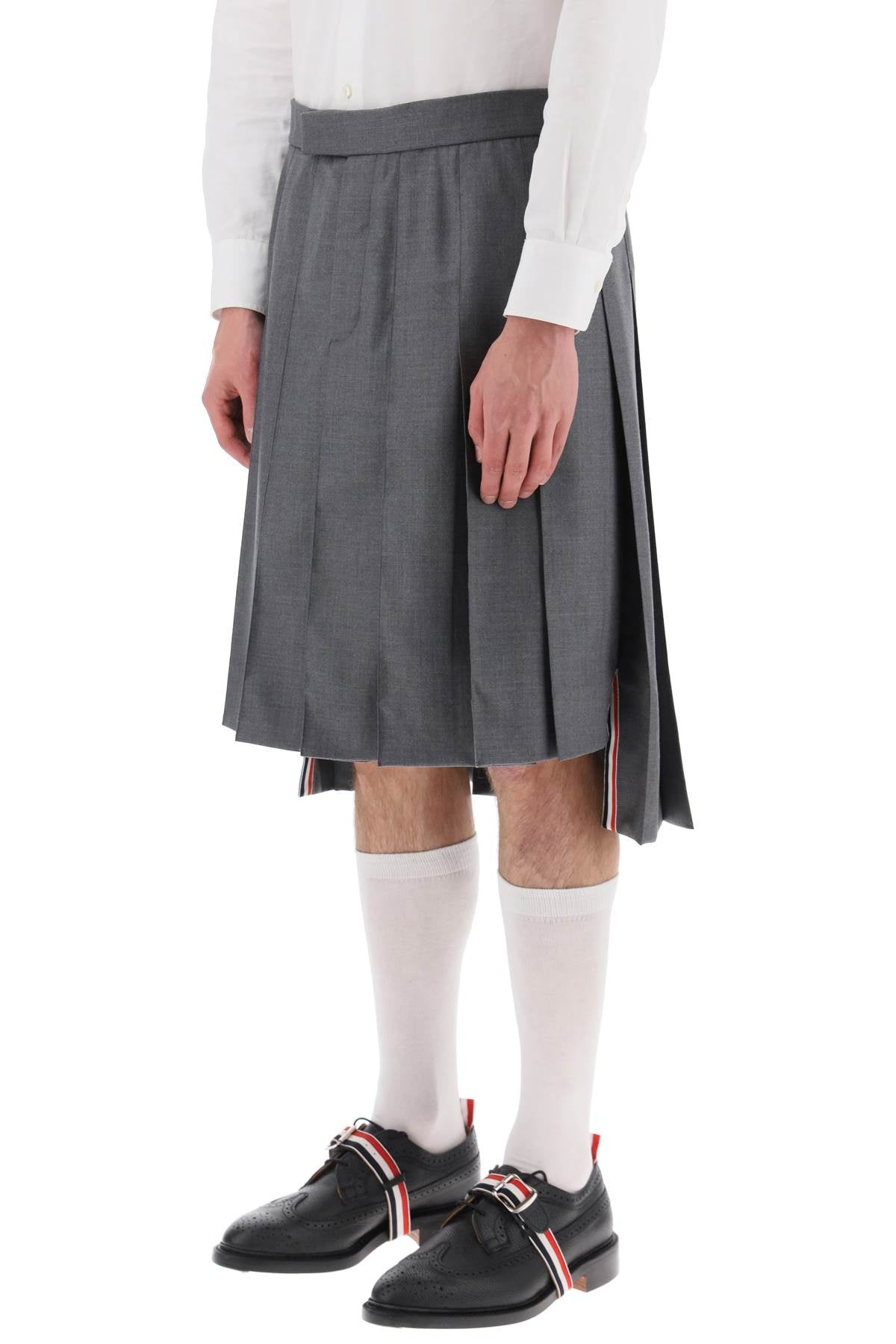 THOM BROWNE Classic Rise Backstrap Knee Length Pleated Skirt - Fit 1