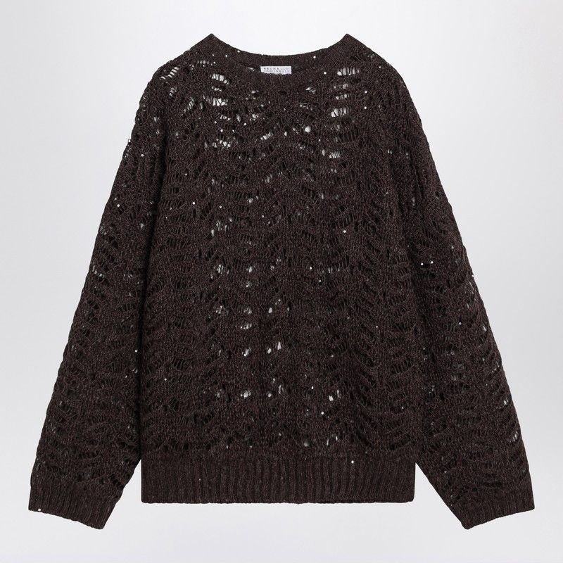 BRUNELLO CUCINELLI Perforated Sweater with Micro Sequins for Women