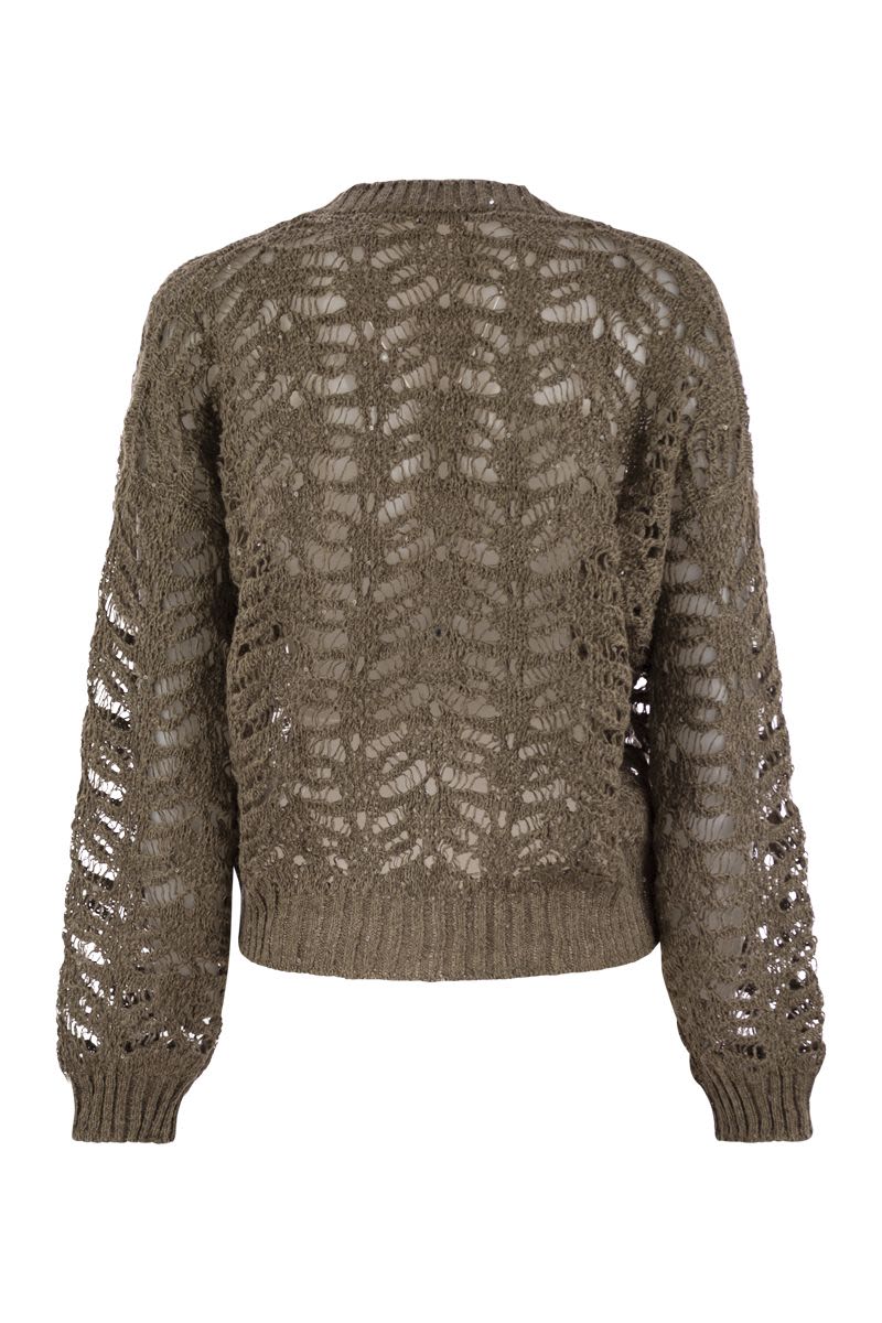 BRUNELLO CUCINELLI Foliage Lace Cardigan in Linen and Silk for Women
