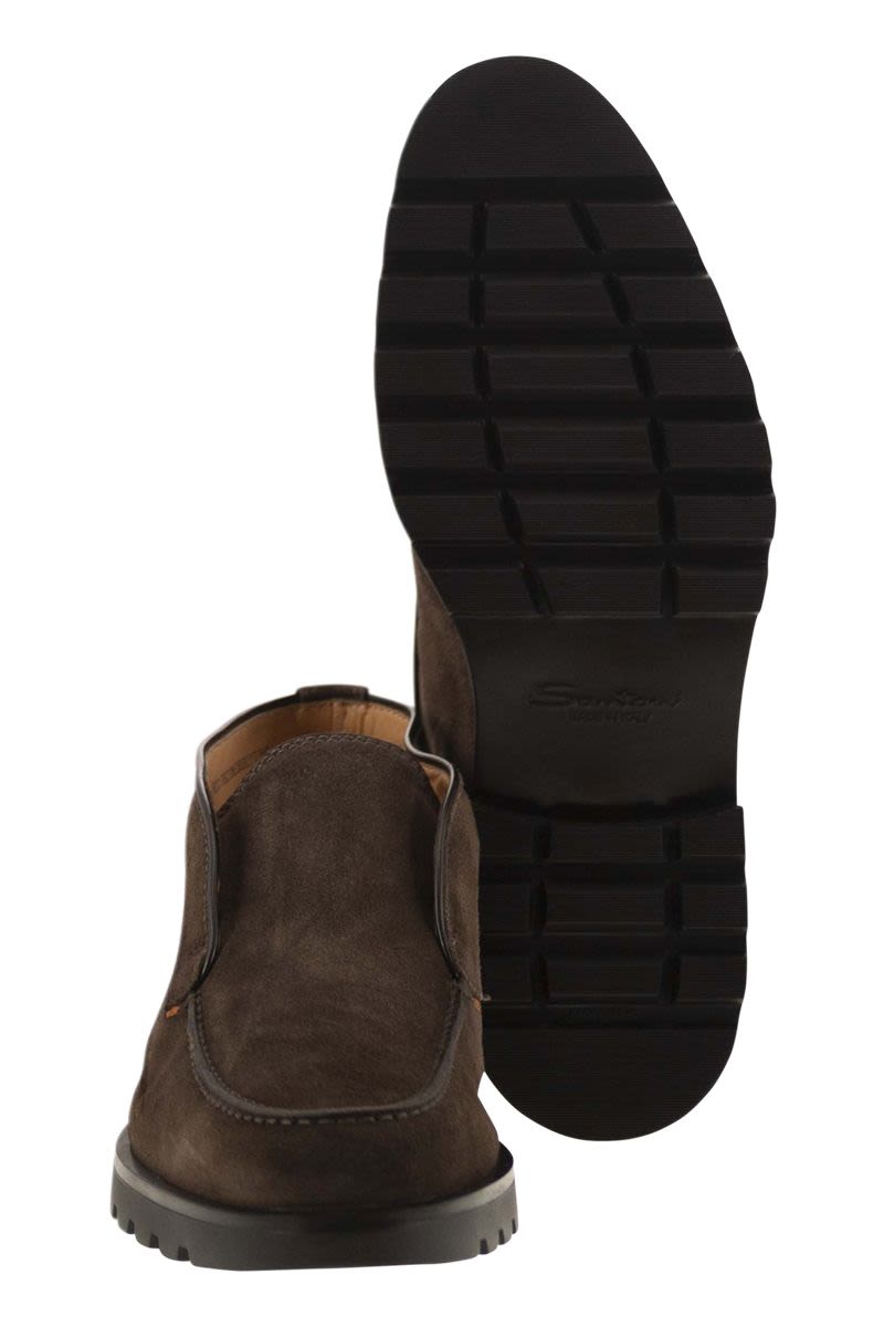 SANTONI Lightweight Suede Ankle Boot for Men - Size: 3.5 CM Sole Height