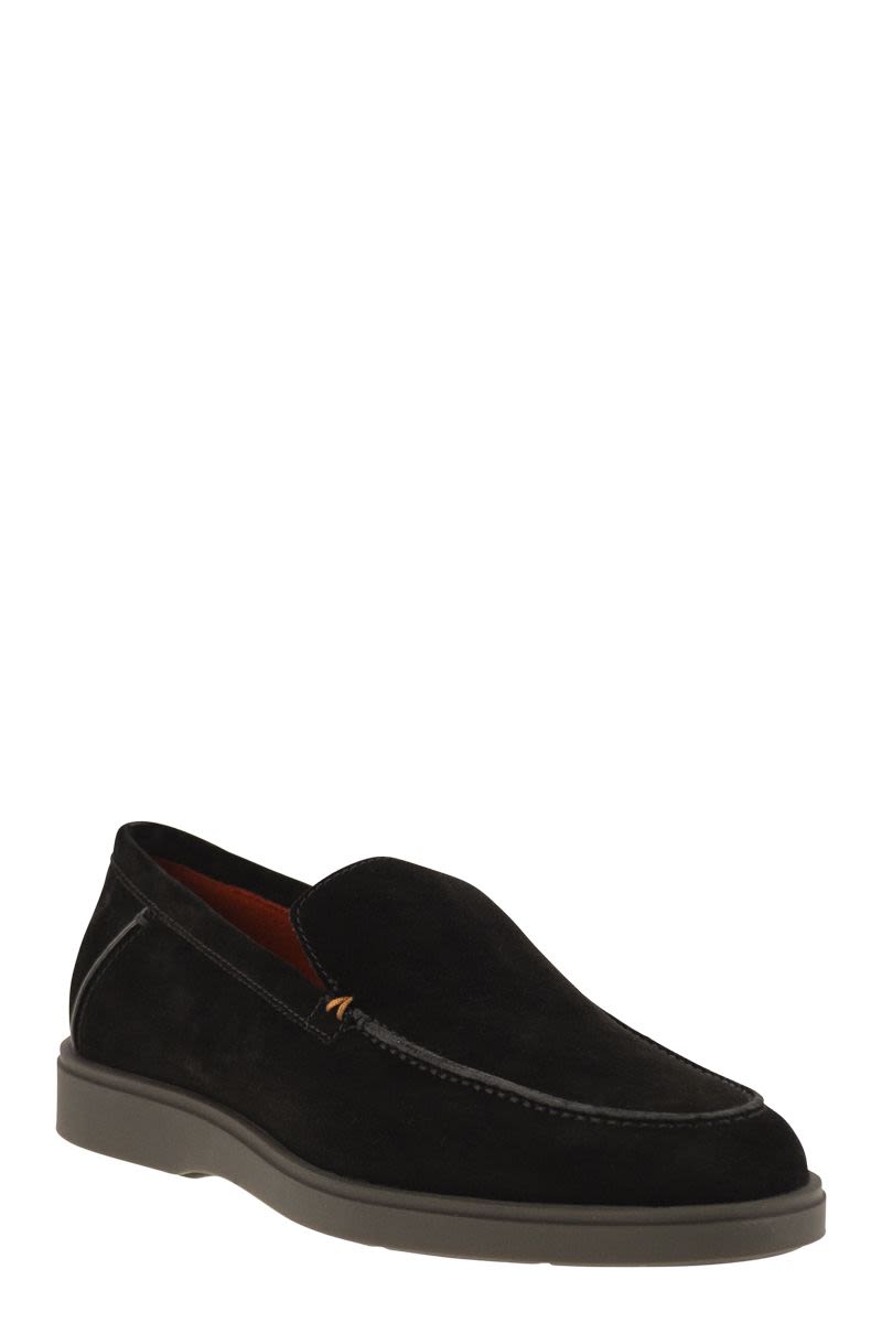 SANTONI Suede Moccasin Loafers