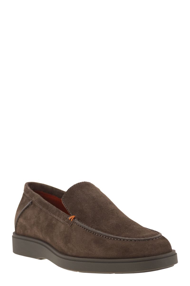 SANTONI Suede Moccasin with Classic Elegance