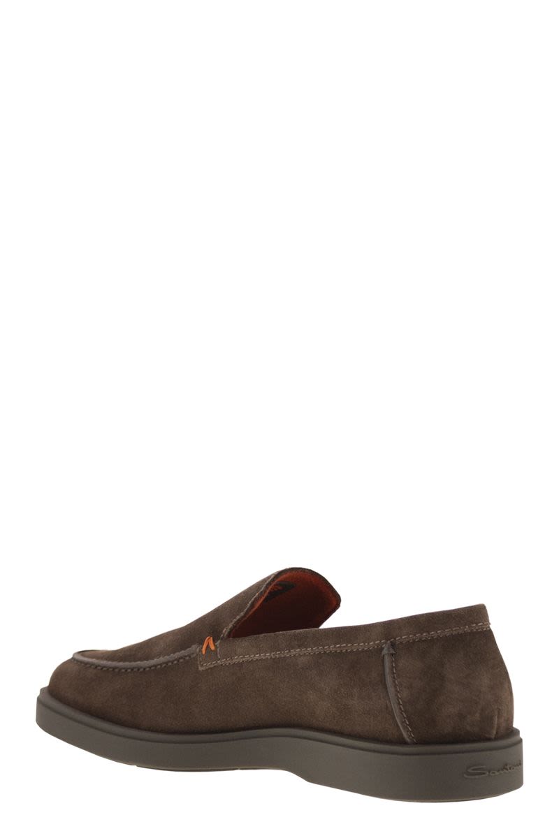 SANTONI Suede Moccasin with Classic Elegance