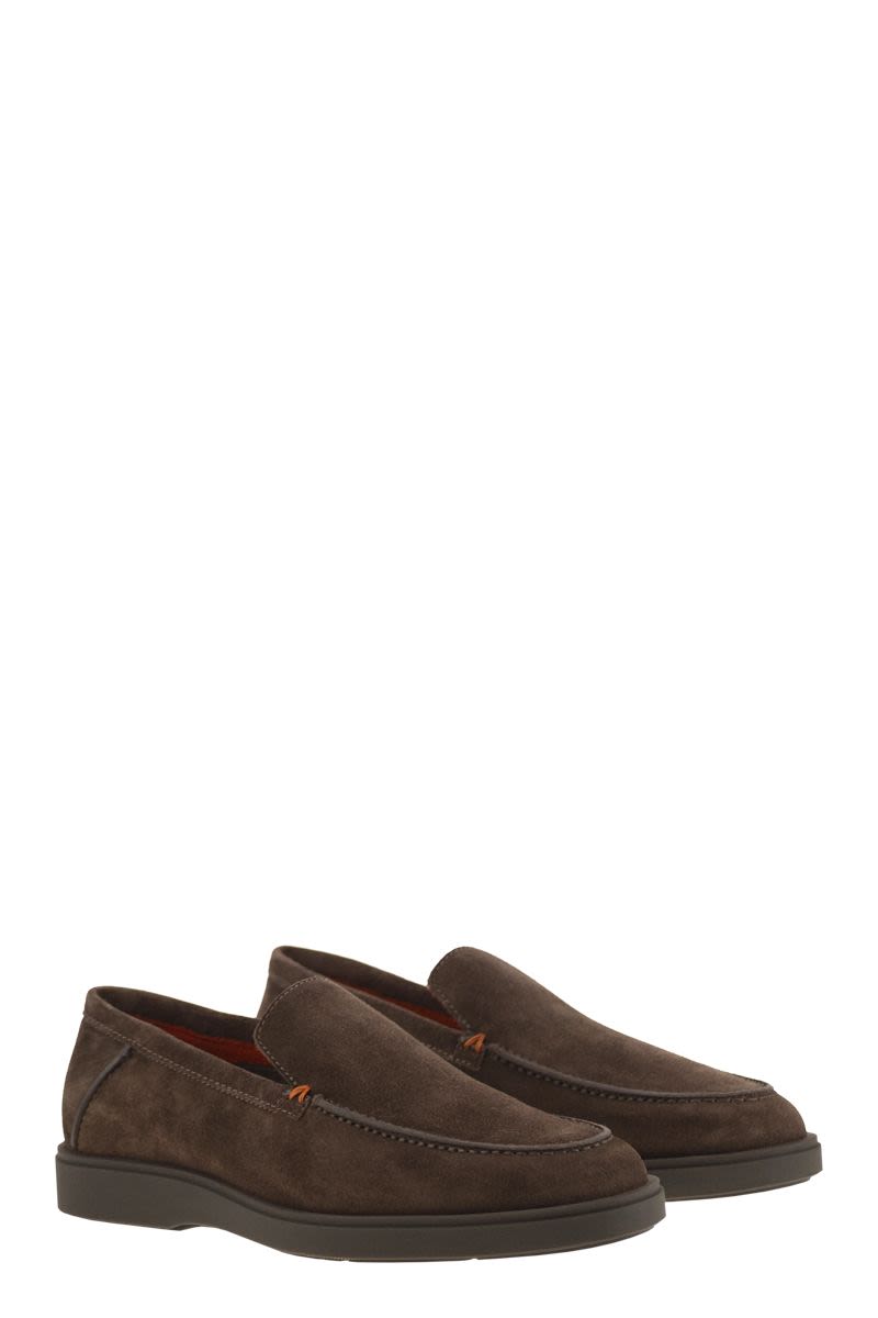 SANTONI Suede Moccasin with Classic Elegance