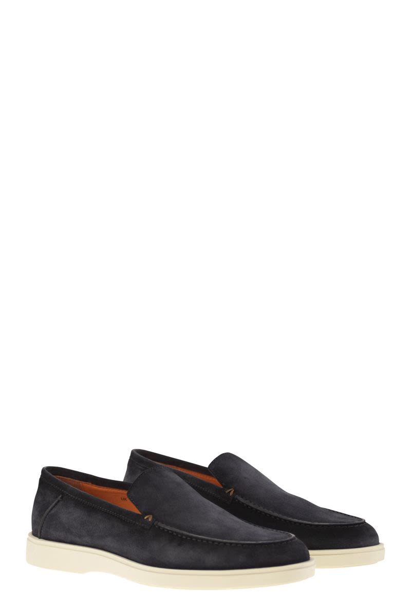 SANTONI Suede Moccasin with Classic Elegance
