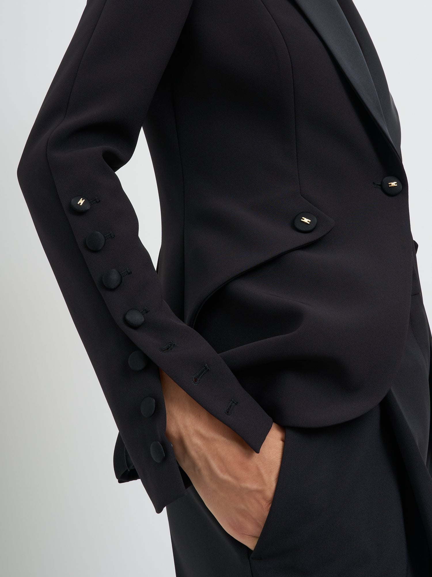 ELISABETTA FRANCHI Single-Breasted Jacket with Padded Shoulders - Size 40