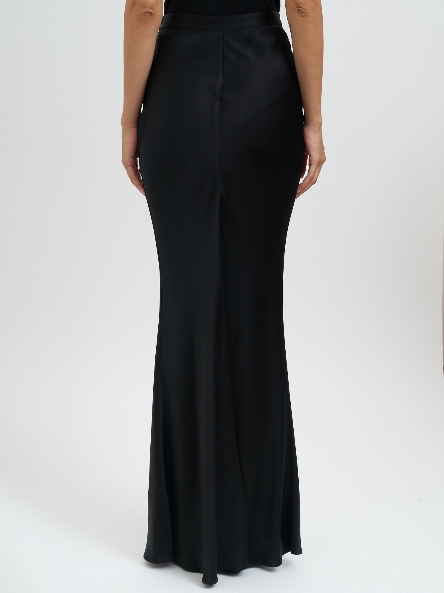 ELISABETTA FRANCHI Satin Skirt with Jewel Detail - 115 cm Length