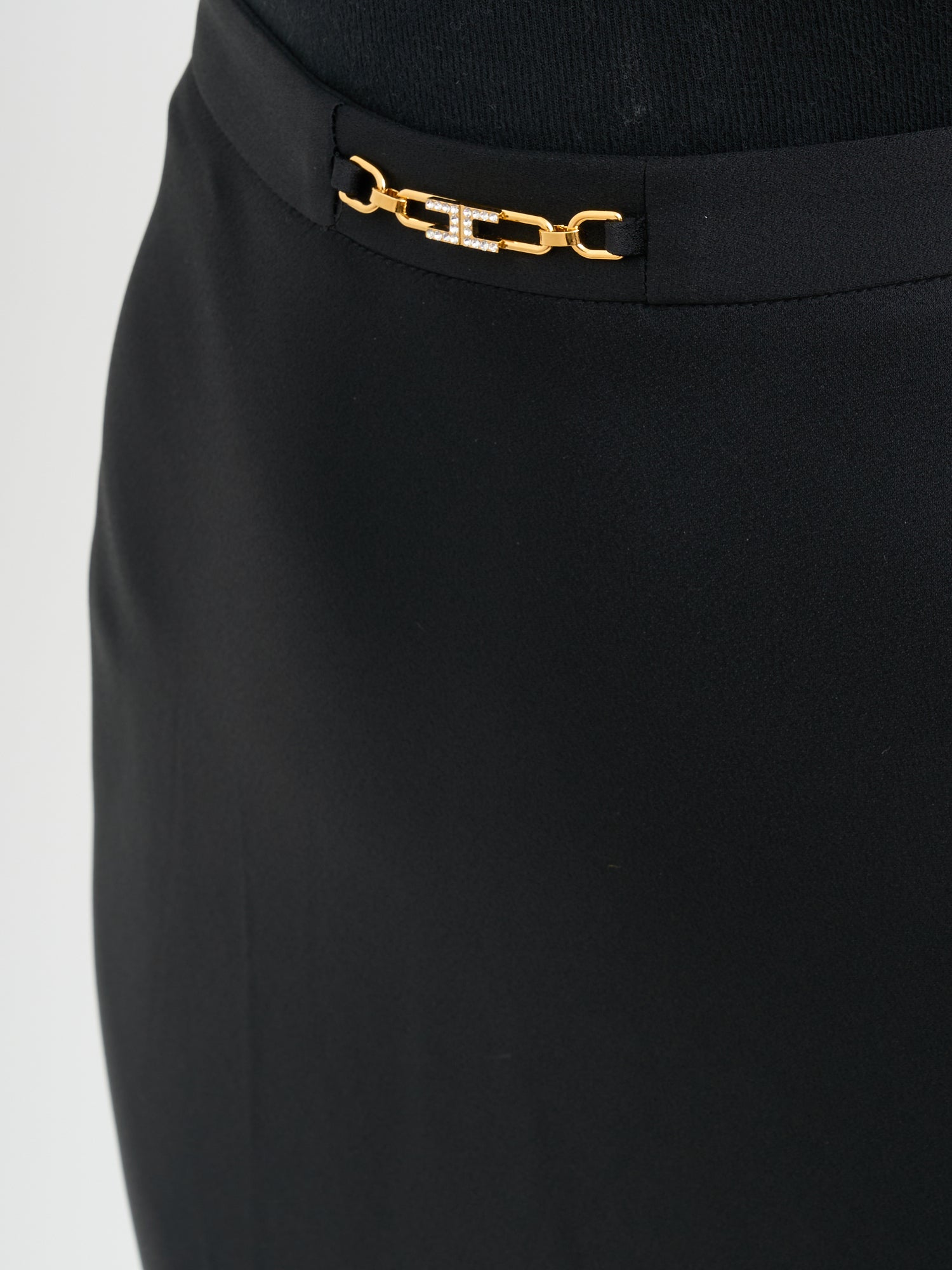 ELISABETTA FRANCHI Satin Skirt with Jewel Detail - 115 cm Length