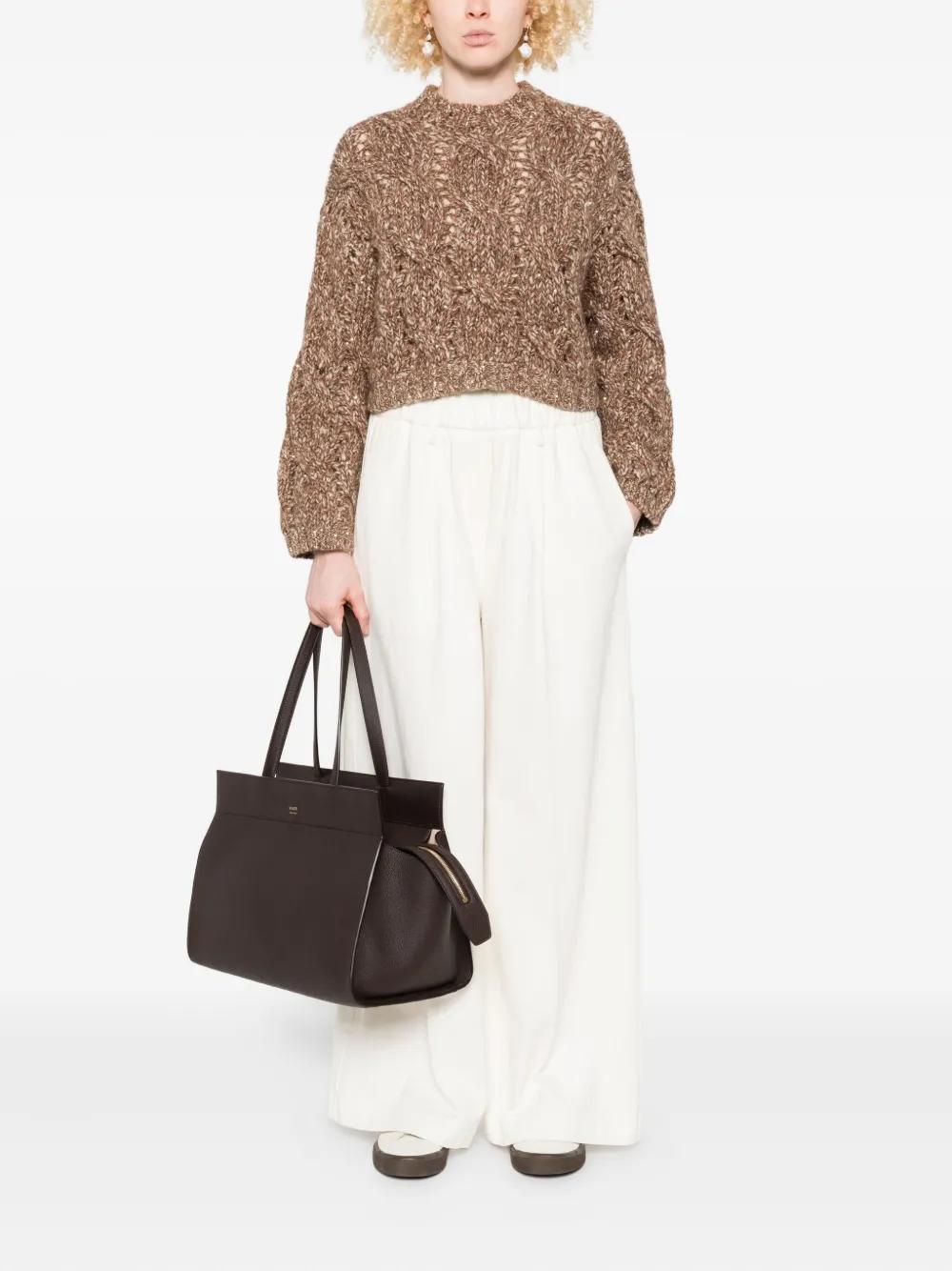 BRUNELLO CUCINELLI Cable Knit Sweater with Balloon Sleeves