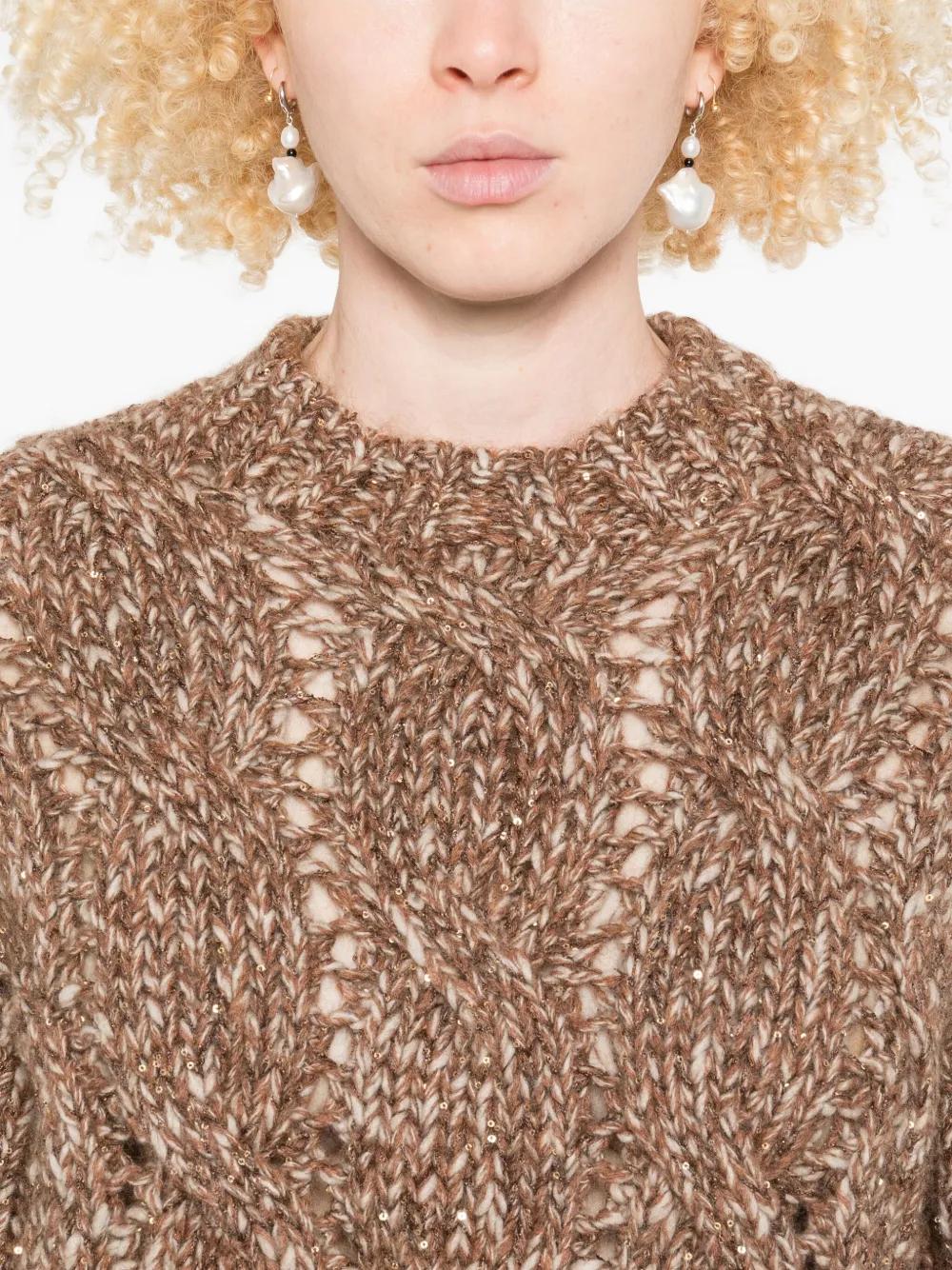 BRUNELLO CUCINELLI Cable Knit Sweater with Balloon Sleeves