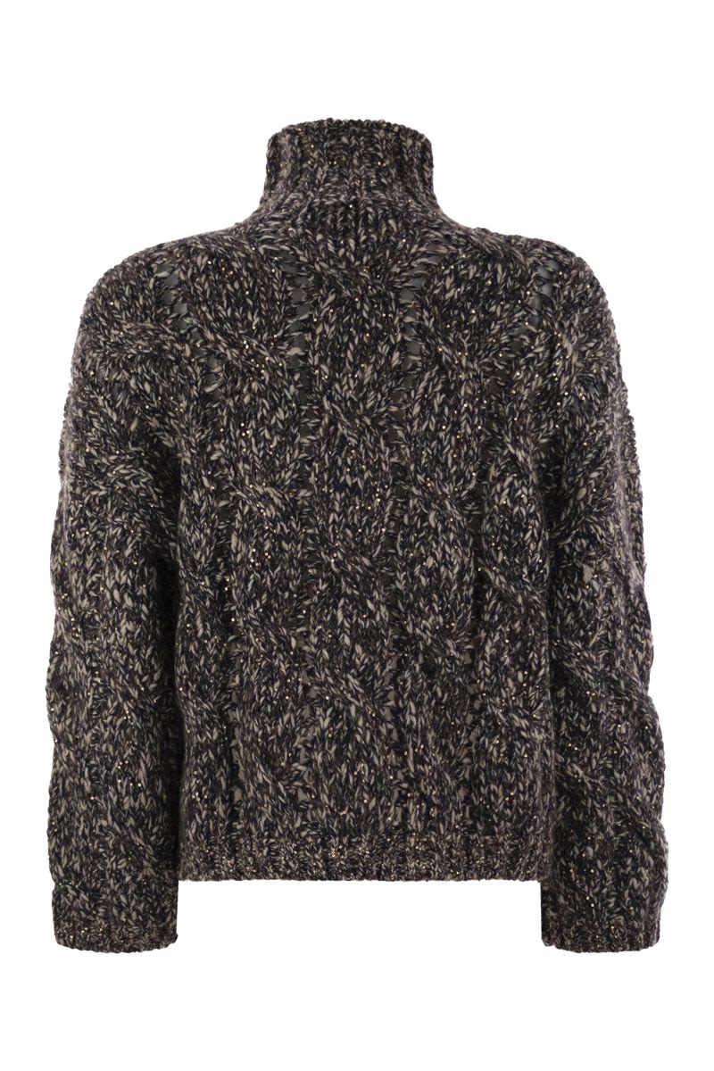 BRUNELLO CUCINELLI Soft Wool and Cashmere Turtleneck Sweater with Braided Design