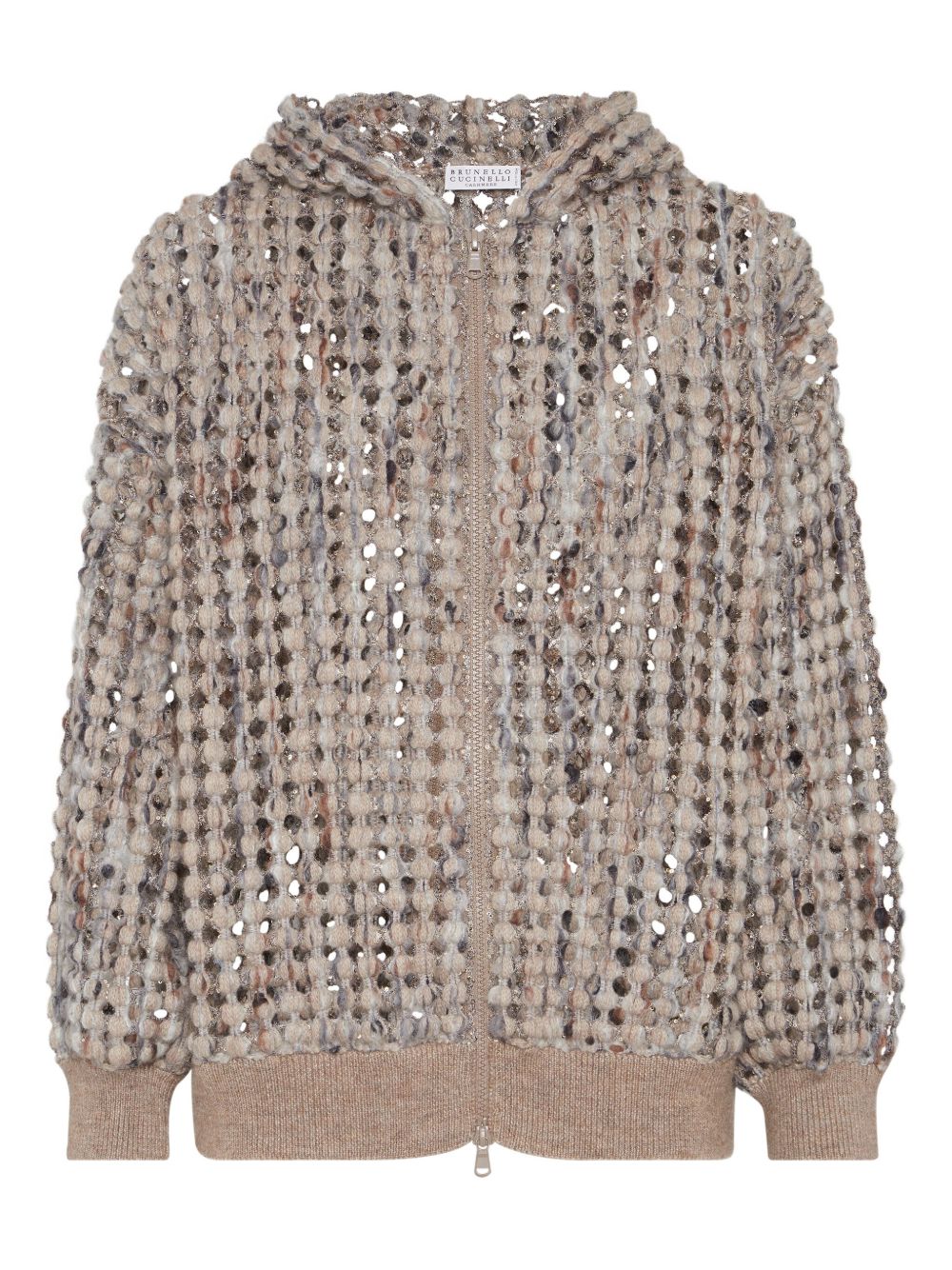 BRUNELLO CUCINELLI Mini Balloon Net Embroidered Cardigan with Hood