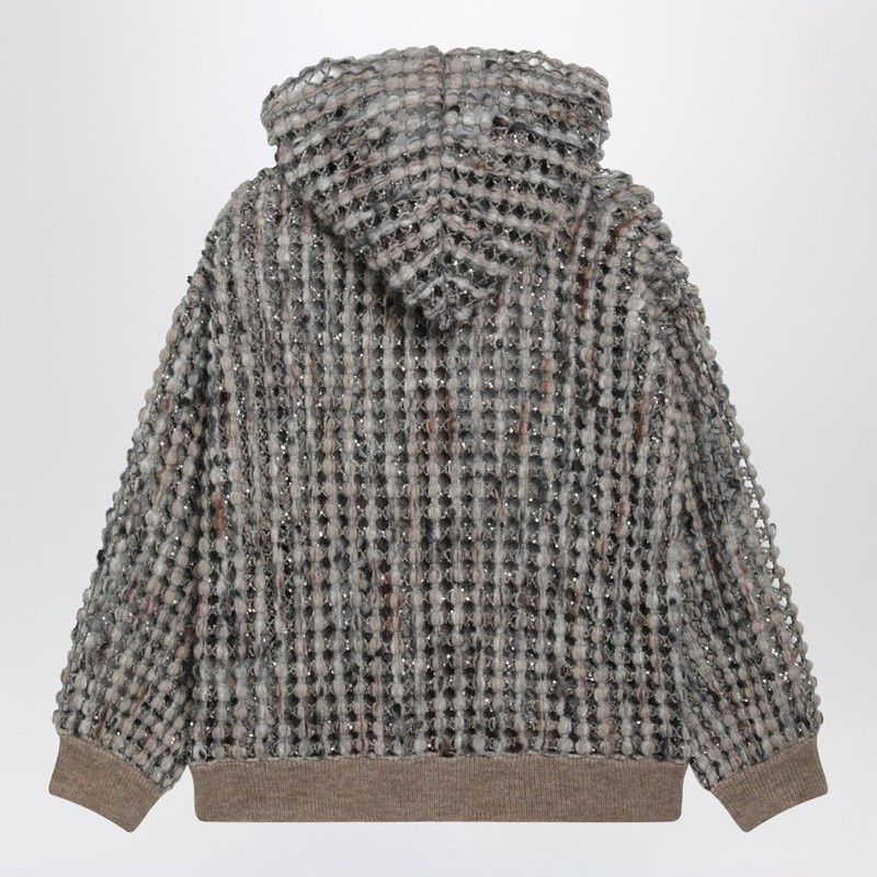 BRUNELLO CUCINELLI Hooded Balloon Sleeve Knit Cardigan