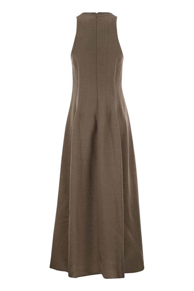 BRUNELLO CUCINELLI Fluid Viscose and Linen Twill Dress