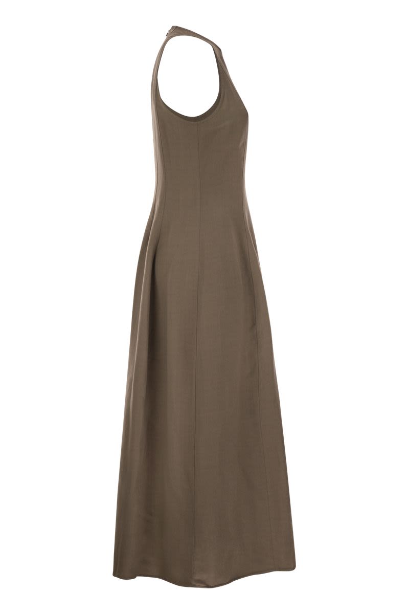 BRUNELLO CUCINELLI Fluid Viscose and Linen Twill Dress