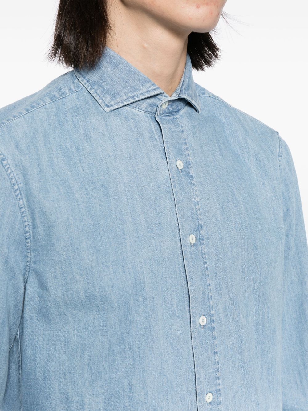 BRUNELLO CUCINELLI Slim Fit Cotton Chambray Shirt