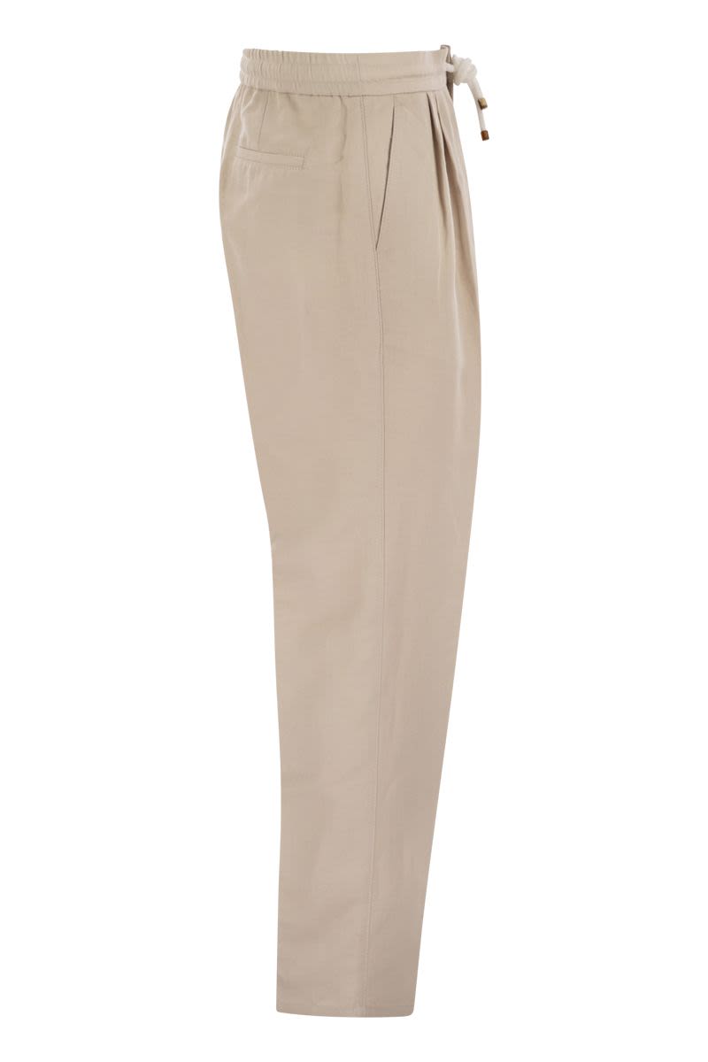 BRUNELLO CUCINELLI Linen Blend Drawstring Trousers for Men