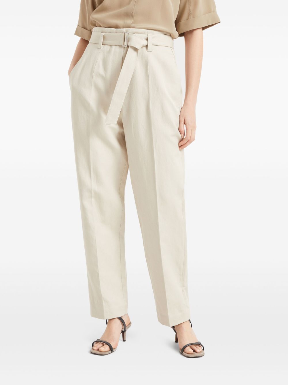 BRUNELLO CUCINELLI Canvas Trousers with Shiny Details