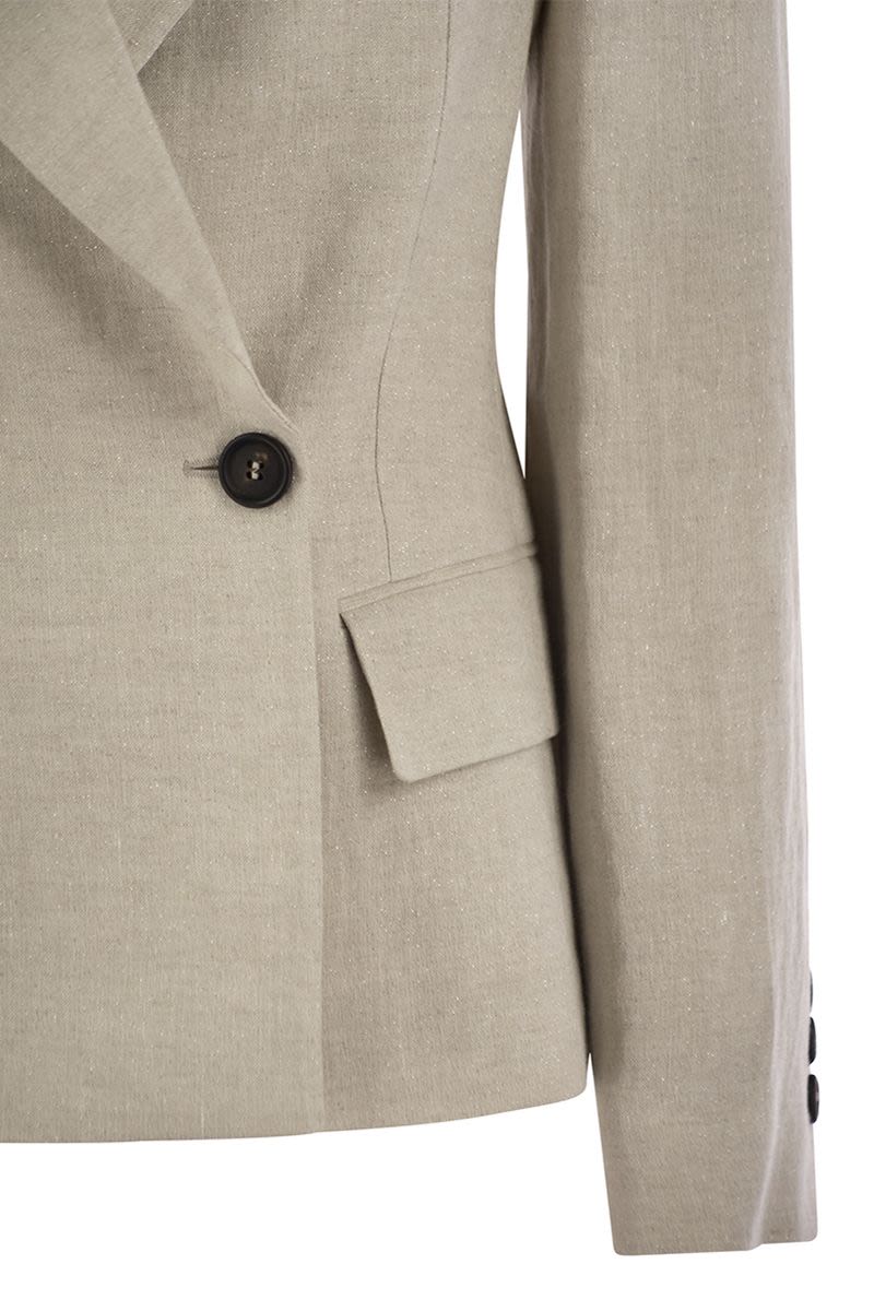 BRUNELLO CUCINELLI Sparkling Linen Canvas Jacket with Jewelry Detail