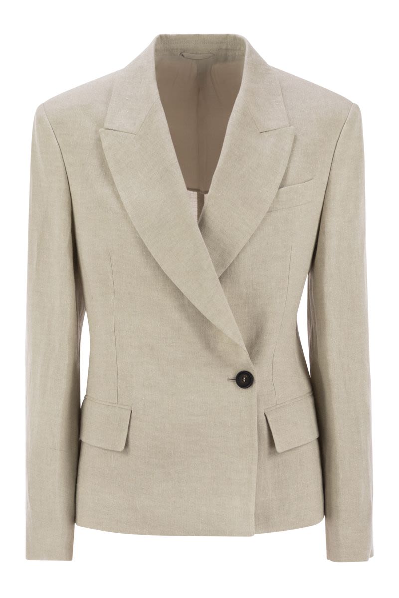 BRUNELLO CUCINELLI Sparkling Linen Canvas Jacket with Jewelry Detail