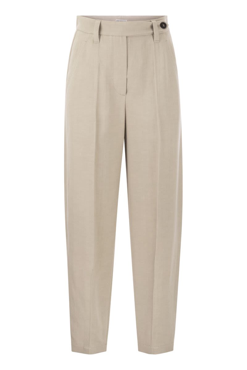 BRUNELLO CUCINELLI Curved Viscoe and Linen Trousers for Women