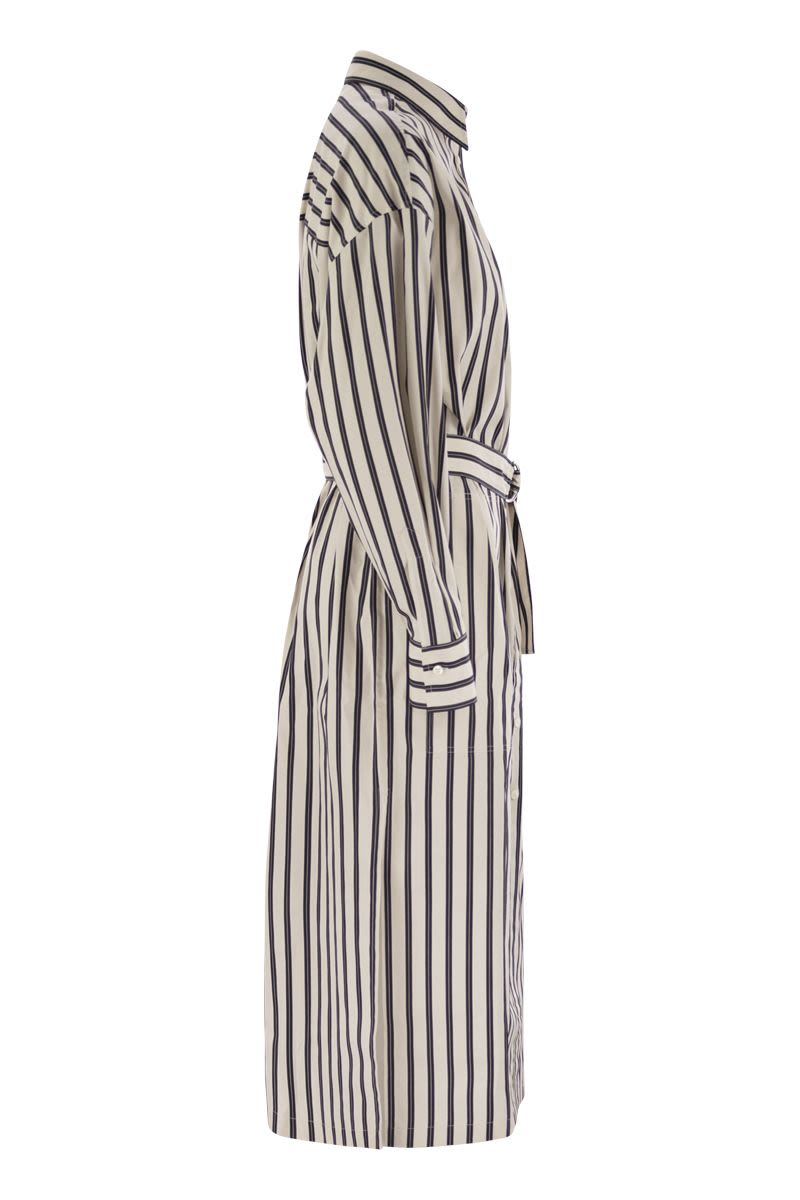 BRUNELLO CUCINELLI Regimental Cotton-Silk Poplin Mini Dress with Glistening Herbarium Embroidery