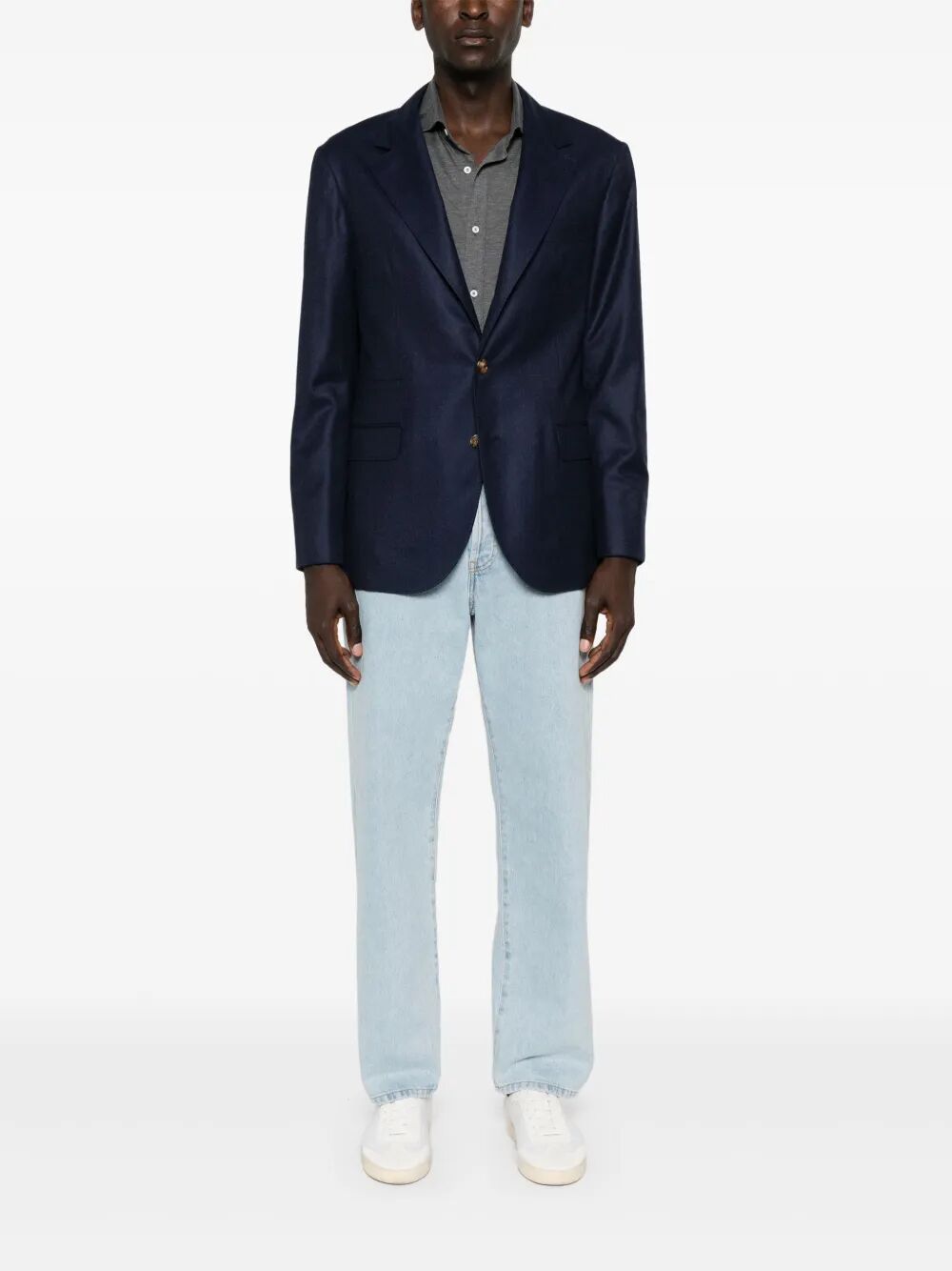 BRUNELLO CUCINELLI Lightweight Silk and Cotton T-Shirt with Spread Collar for Men