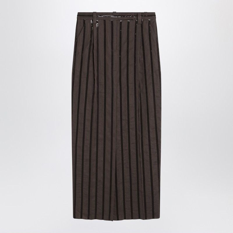 BRUNELLO CUCINELLI Long Skirt with Dazzling Stripe Embroidery