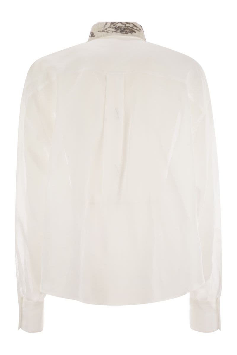 BRUNELLO CUCINELLI Light Knit Cotton Shirt with Embroidery