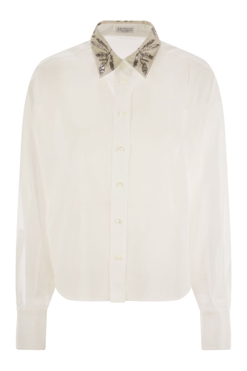 BRUNELLO CUCINELLI Light Knit Cotton Shirt with Embroidery