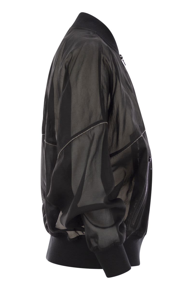 BRUNELLO CUCINELLI Lightweight Knit Bomber Jacket with Shiny Trims