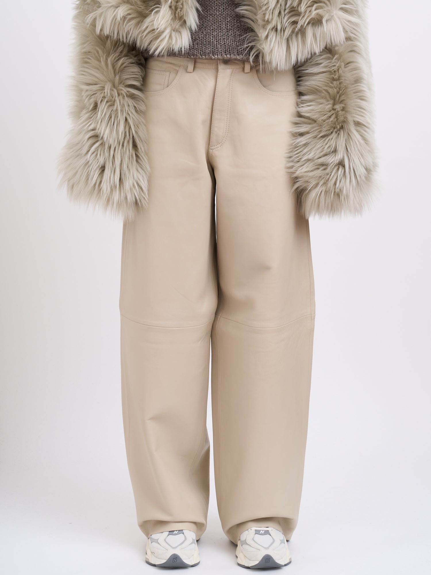 HAIKURE Women's Wide Leg Lambskin Trousers - Size 25