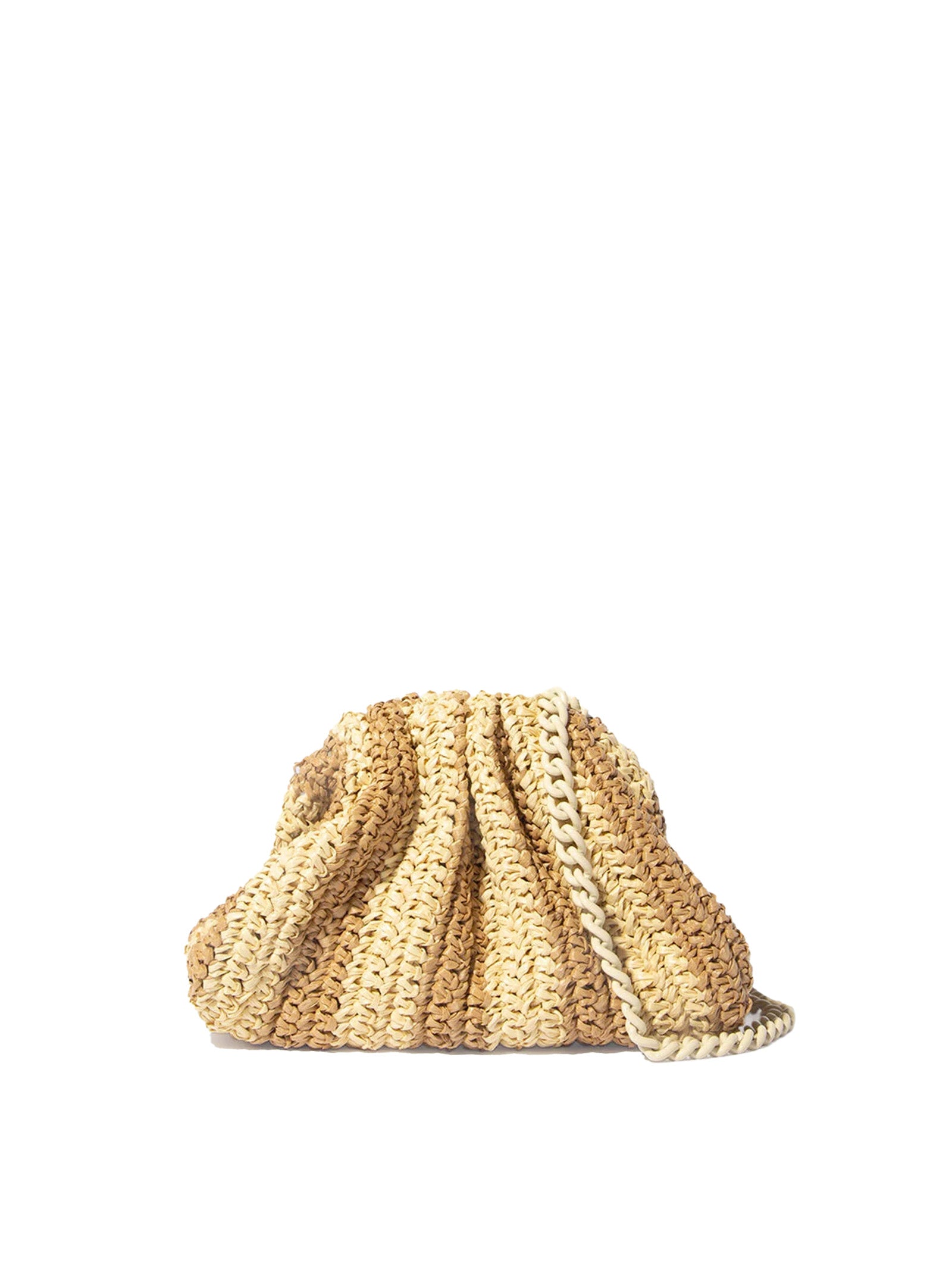 MARIA LA ROSA Mini Two-Tone Crochet Clutch with Shoulder Strap