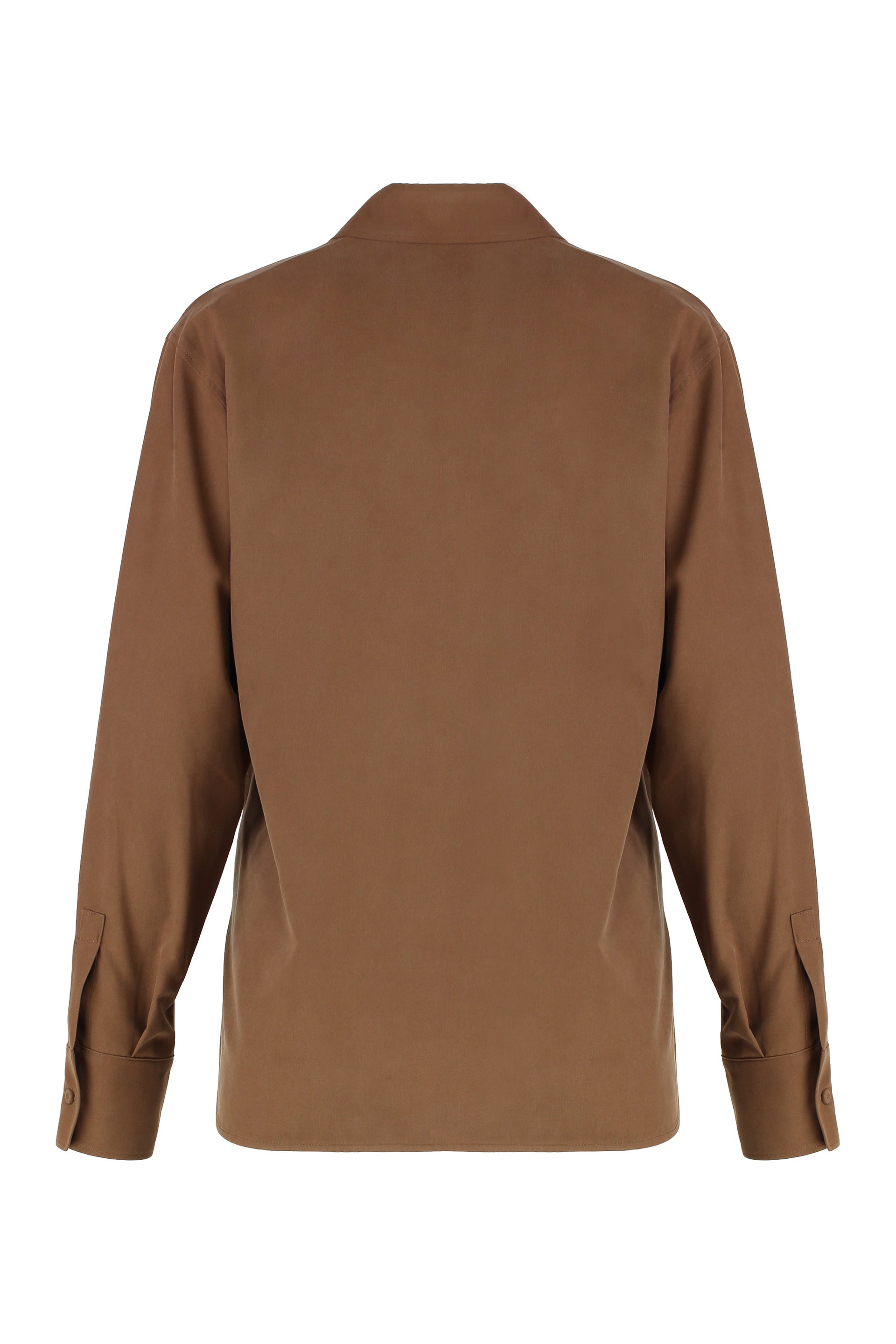 MAX MARA Silk Fabric Polo Shirt with Rounded Hem